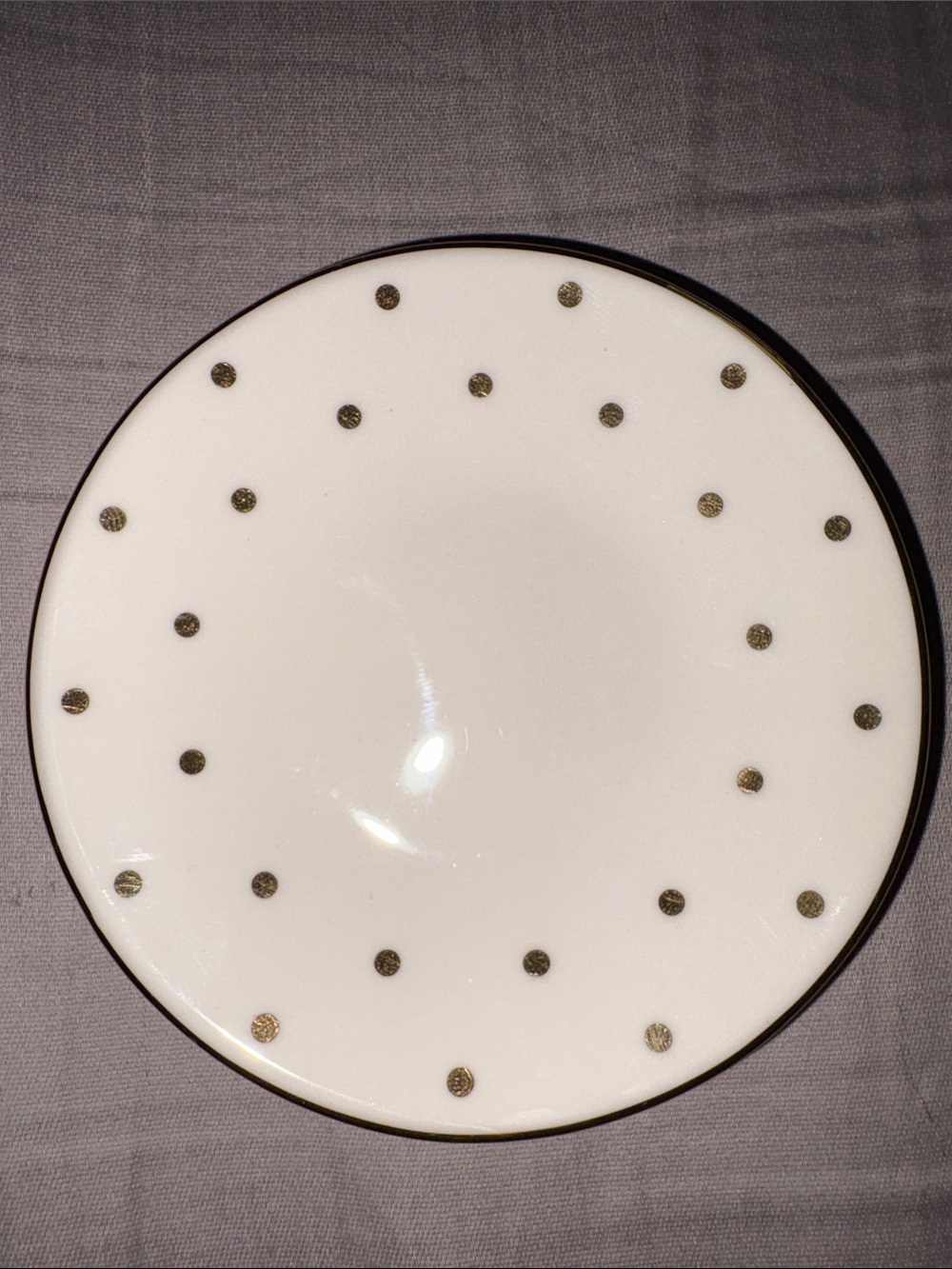 Kate Spade White Trinket Plate with Gold Polka Dots